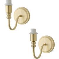 ValueLights Binky Pair of Rechargeable LED Bulb Wall Light Bases in Gold