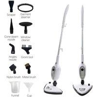 Alivio 10-in-1 Steam Mop Cleaner with Detachable Handheld Steamer & Multi-Surface Cleaning in White