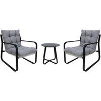 Alivio 3-Piece Outdoor Patio Chair Set with Side Table - Cushioned Garden Bistro Furniture for Balcony, Deck & Lawn in Grey | Size: 2 Seater
