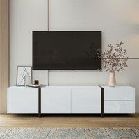Matteo High-Gloss White & Black Modern LED TV Unit with Storage