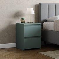 HD Designs Denver 2 Drawer Bedside Chest Of Drawers Bedroom Furniture in Green
