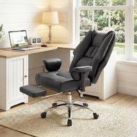 HOMCOM Executive Office Chair, Reclining Desk Chair with Footrest, Black