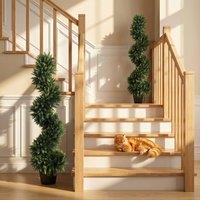 HOMCOM Cypress Topiary Tree with 700 Leaves, Set of 2 in Dark Green
