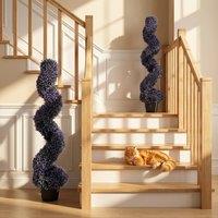 HOMCOM Boxwood Topiary Tree with 840 Leaves, Set of 2 in Purple