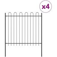 Berkfield Home Garden Fence with Hoop Top in Grey - 6.8 x 1.5 m Steel