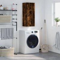 Berkfield Home Wall Mounted Cabinet Smoked Oak 34.5x34x90 cm in Brown