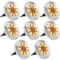 Berkfield Home Solar Ground Lights 8 pcs LED Lights Warm White in Silver