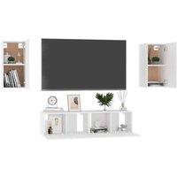 Berkfield Home Sturdy 4 Piece TV Cabinet Set White Engineered Wood