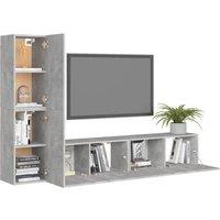 Berkfield Home Practical 4 Piece TV Cabinet Set Concrete Grey Engineered Wood