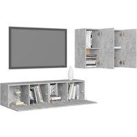 Berkfield Home Practical 4 Piece TV Cabinet Set Concrete Grey Engineered Wood