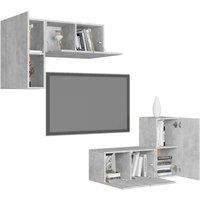 Berkfield Home Practical 4 Piece TV Cabinet Set Concrete Grey Engineered Wood