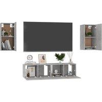 Berkfield Home Sturdy 4 Piece TV Cabinet Set Concrete Grey Engineered Wood