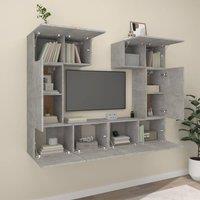 Berkfield Home Classic 6 Piece TV Cabinet Set Concrete Grey Engineered Wood