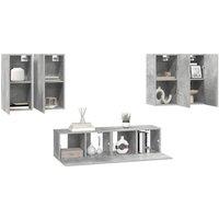 Berkfield Home Practical 6 Piece TV Cabinet Set Concrete Grey Engineered Wood