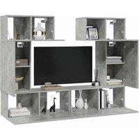 Berkfield Home Practical 6 Piece TV Cabinet Set Concrete Grey Engineered Wood