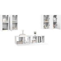 Berkfield Home Practical 6 Piece TV Cabinet Set White Engineered Wood