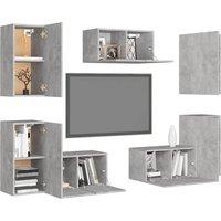 Berkfield Home Sturdy 7 Piece TV Cabinet Set Concrete Grey Engineered Wood