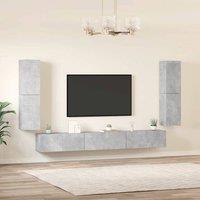 Berkfield Home Classic 7 Piece TV Cabinet Set Concrete Grey Engineered Wood