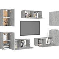 Berkfield Home Sturdy 7 Piece TV Cabinet Set Concrete Grey Engineered Wood