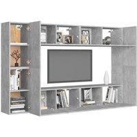 Berkfield Home Sturdy 8 Piece TV Cabinet Set Concrete Grey Engineered Wood