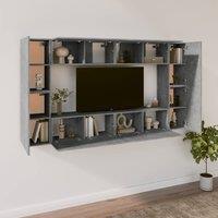 Berkfield Home Classic 8 Piece TV Cabinet Set Concrete Grey Engineered Wood