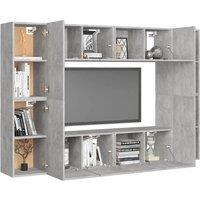 Berkfield Home Sturdy 8 Piece TV Cabinet Set Concrete Grey Engineered Wood