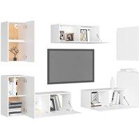 Berkfield Home Sturdy 7 Piece TV Cabinet Set White Engineered Wood