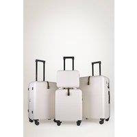 JLY 4 Pieces Premium Suitcase Set | Vanity + Cabin + Expandable Check-In in Off-White | Size: 4 Pack