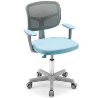 Gymax Swivel Study Chair Low-Back Desk Chair Adjustable Task Chair On Wheels in Blue