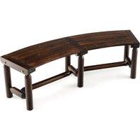 Costway Garden Curved Bench Patio Carbonized Wood Dining Bench Loveseat in Brown