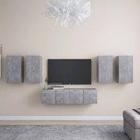 Berkfield Home 6 Piece TV Cabinet Set Concrete Grey Engineered Wood