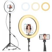 VOGREX 12 LED Ring Light Tripod Stand with Phone Mount for Video in Black
