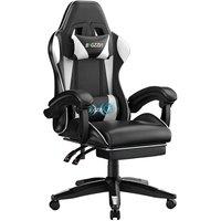 Gartistgo Gaming Chair with Massage, Footrest & Adjustable Recline in True Black