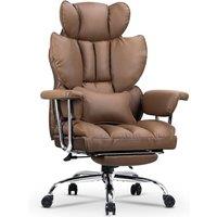 Gartistgo Ergonomic High Back Leather Office Chair with Footrest & Recline in Brown