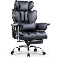 Gartistgo Ergonomic High Back Leather Office Chair with Footrest & Recline in Black