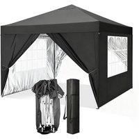 Gartistgo 3x3m Pop Up Gazebo with 4 Side Panels, Waterproof UPF50+ Canopy in Black | Size: 3m x 3m