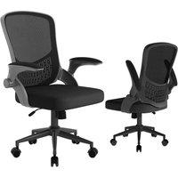 Gartistgo Ergonomic Mesh Office Chair with Flip-Up Arms & Storage Back in Black
