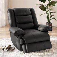 Gartistgo Manual Recliner Armchair PU Leather Padded Lounge Chair Sofa in Black