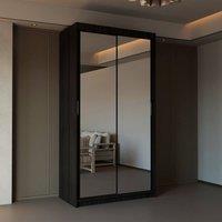 Sliding Wardrobes 4U Modern Double Sliding Door Wardrobe 90cm X 200cm in Dark Brown | Size: 90 cm X 200 cm