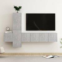 Berkfield Home 5 Piece TV Cabinet Set Concrete Grey Engineered Wood