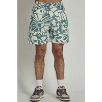 Native Youth Men's Cotton Floral Print Denim Shorts in Blue | Size: Medium