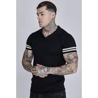 SikSilk Men's Tournament Revere Polo in Black | Size: Large