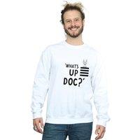Looney Tunes Men's Whats Up Doc Bugs Bunny Stripe Sweatshirt in White | Size: Small