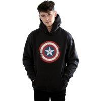 Marvel Men's Captain America Civil War Distressed Shield Hoodie in Black | Size: Large