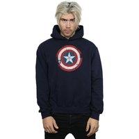 Marvel Men's Captain America Civil War Distressed Shield Hoodie in Navy | Size: Medium