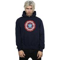 Marvel Men's Captain America Pixelated Shield Hoodie in Navy | Size: 3XL