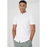 Brave Soul Men's Short Sleeve Textured Shirt in Cream | Size: Large