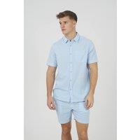 Brave Soul Men's Short Sleeve Button-Up Shirt with Chest Pocket in Light Blue | Size: XL