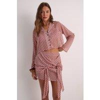 NastyGal Women's Geo Cropped Beach Shirt in Pink | Size: 8