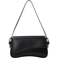 MODISHION Women's Fashionable PU Leather Shoulder Bag Handbag in Black